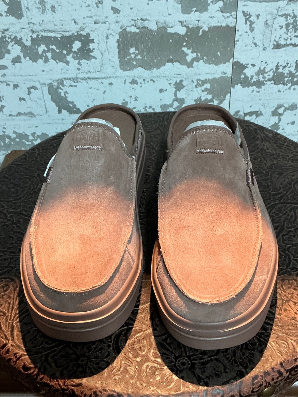 Hey Dude Women's Suede Slip-On Flats in Brown and Tan